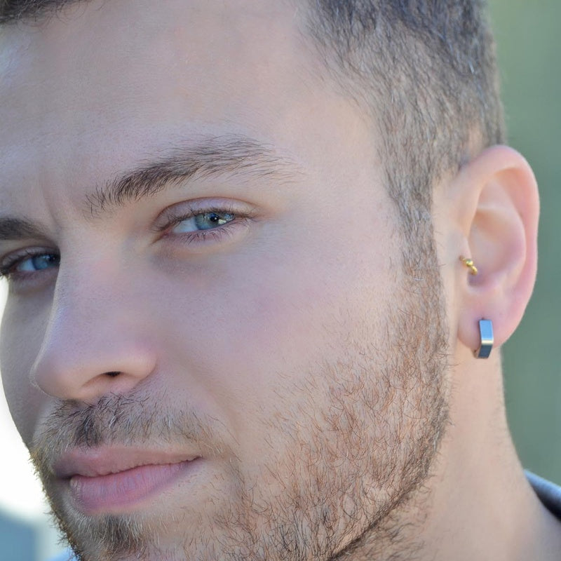 Pentagon Mens Earring Mens Earrings For Men  Gold and Silver