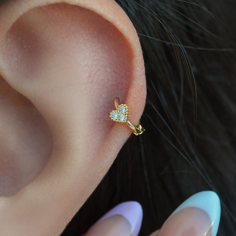 Mini Heart Earring, Heart Earringa, Minimalist Earrings Tragus Piercing for Helix, Cartilage, and Lobe Silver Gold Gift For Her