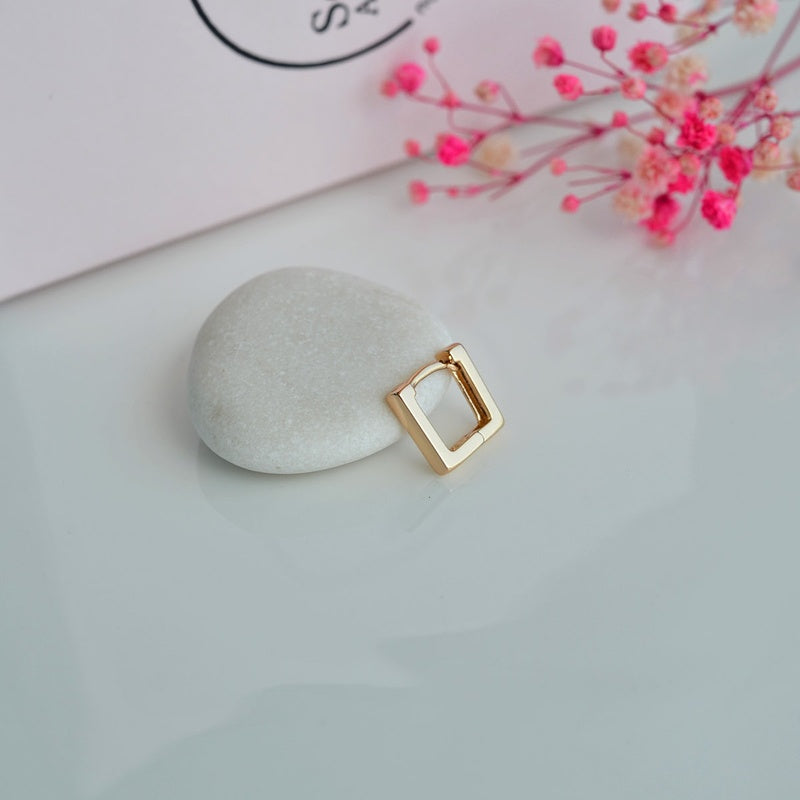 Mini Thin Square Earrings, Helix Earrings, Helix Piercing Ring Tragus Piercing and Cartilage Gold Silver Gift For Her