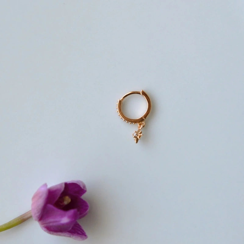 Polar Star Earring Star Earring Ring Earring Dangle Earrings Tragus Piercing Helix Cartilage Earrings Gold Silver Gift For Her