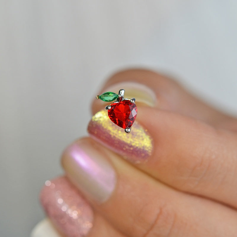 Red Apple Earring, Apple Earrings Stud Earrings   Helix Cartilage Piercing Gold Silver Gift For Her