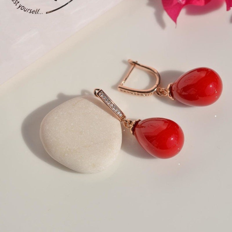 Red Pearl Earrings Dangle Earrings Drop Earrings Hoop Earrings Earrings Hoop Gold Earrings Silver Earrings