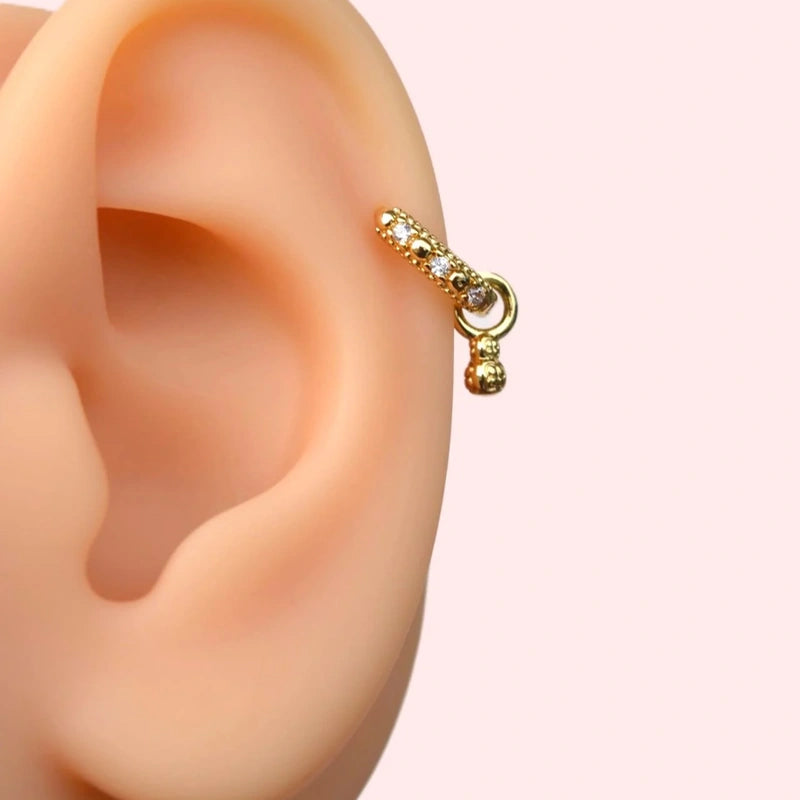 Ring Earrings, Ball Earrings, Charm Charm Earrings Dangle Earrings, Helix Piercing Cartilage Lobe with Zircon Stone