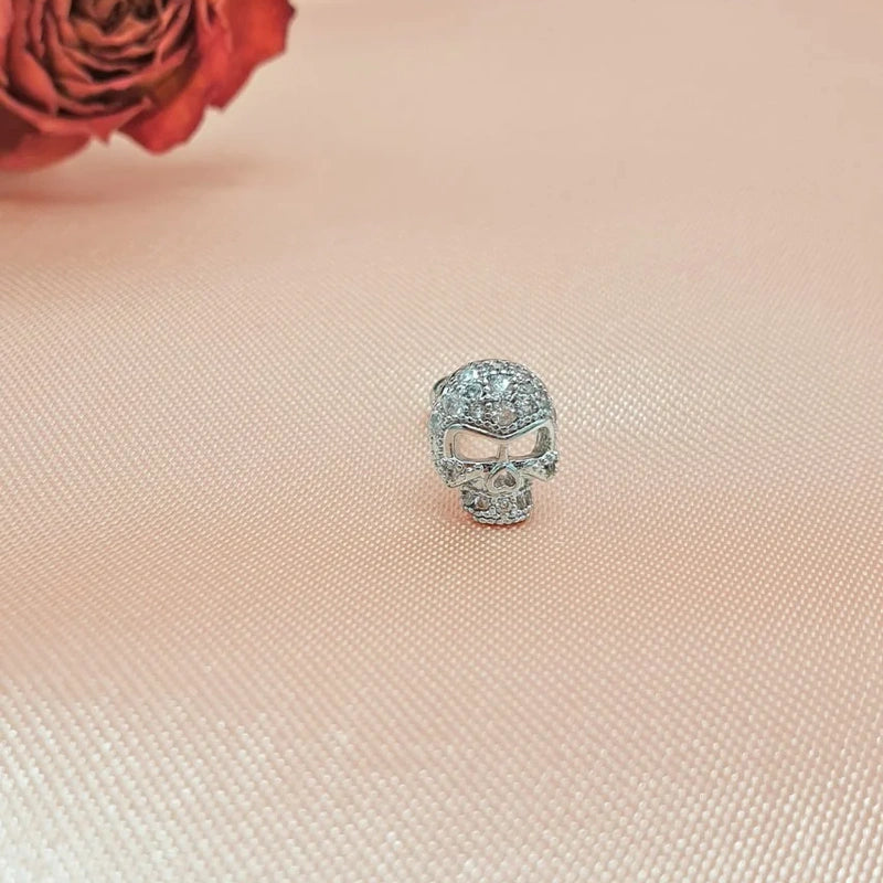 Skull Mens Earrings Zircon Stone, Silver Colour Mens Earring Male  Huggie Antique Thumb Vintage