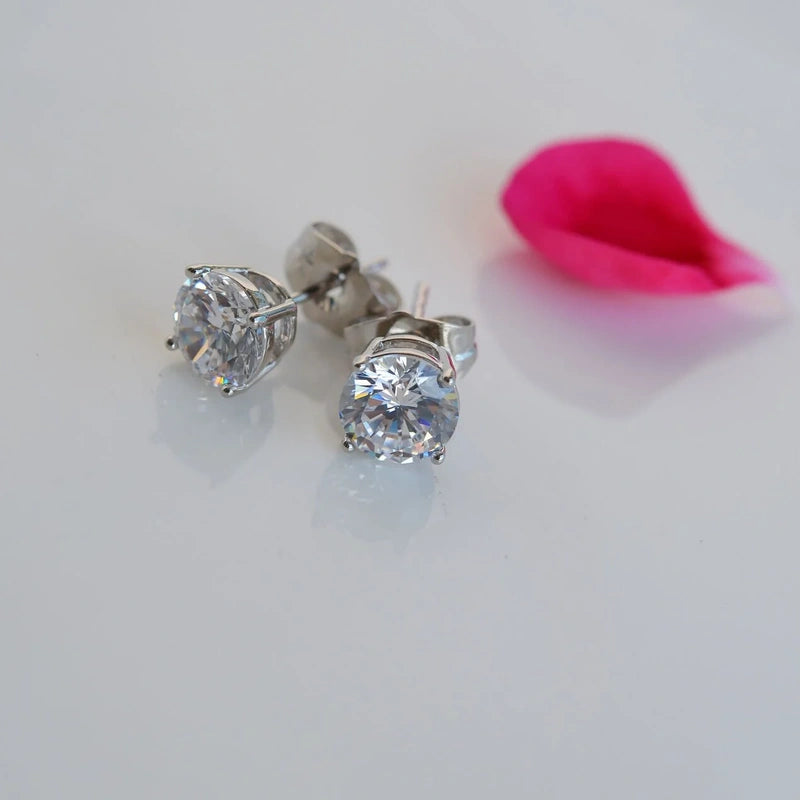 Moissanite Earrings,Single Stone Earrings, Stud Earrings, Solitaire Studs, Crystal Earrings,  Zircon Stone, Birthstone Earrings, Gift For Her