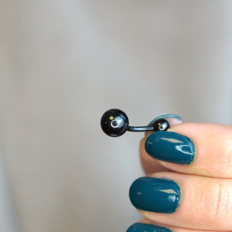 Ball Navel Piercing, Belly Button Ring, Belly Button Piercing, Belly Bar, Belly Piercing, Belly Ring, Curved Barbell Black Silver Gold