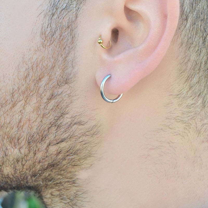 10 mm 12 mm  Hoop Mens Earrings Men Silver Mens Earring For Men