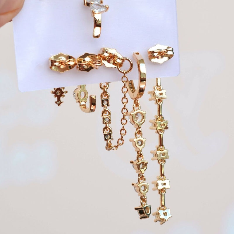 Waterway Light Flood Earring Set Drop Earrings Huggie Earring Set Hoop Earrings Dangle Earring Set  Set Of 6 Gold Silver