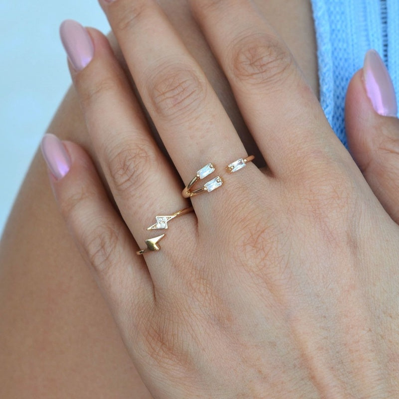 2 Of Set Ring Set  Adjustable Ring Knuckle Ring  Joint Rings Lightning  Ring Midi Rings