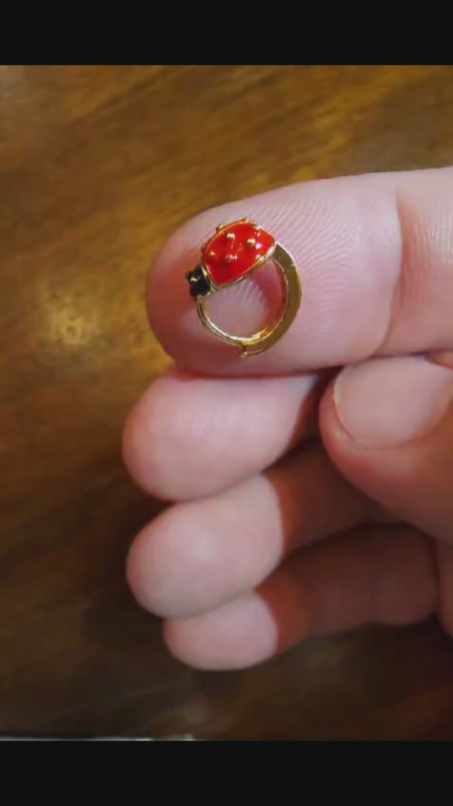 Ladybug Earrings Ring Piercing Minimalist Earring Cute Earrings for Helix, Tragus,  Cartilage Gold  Gift For Her