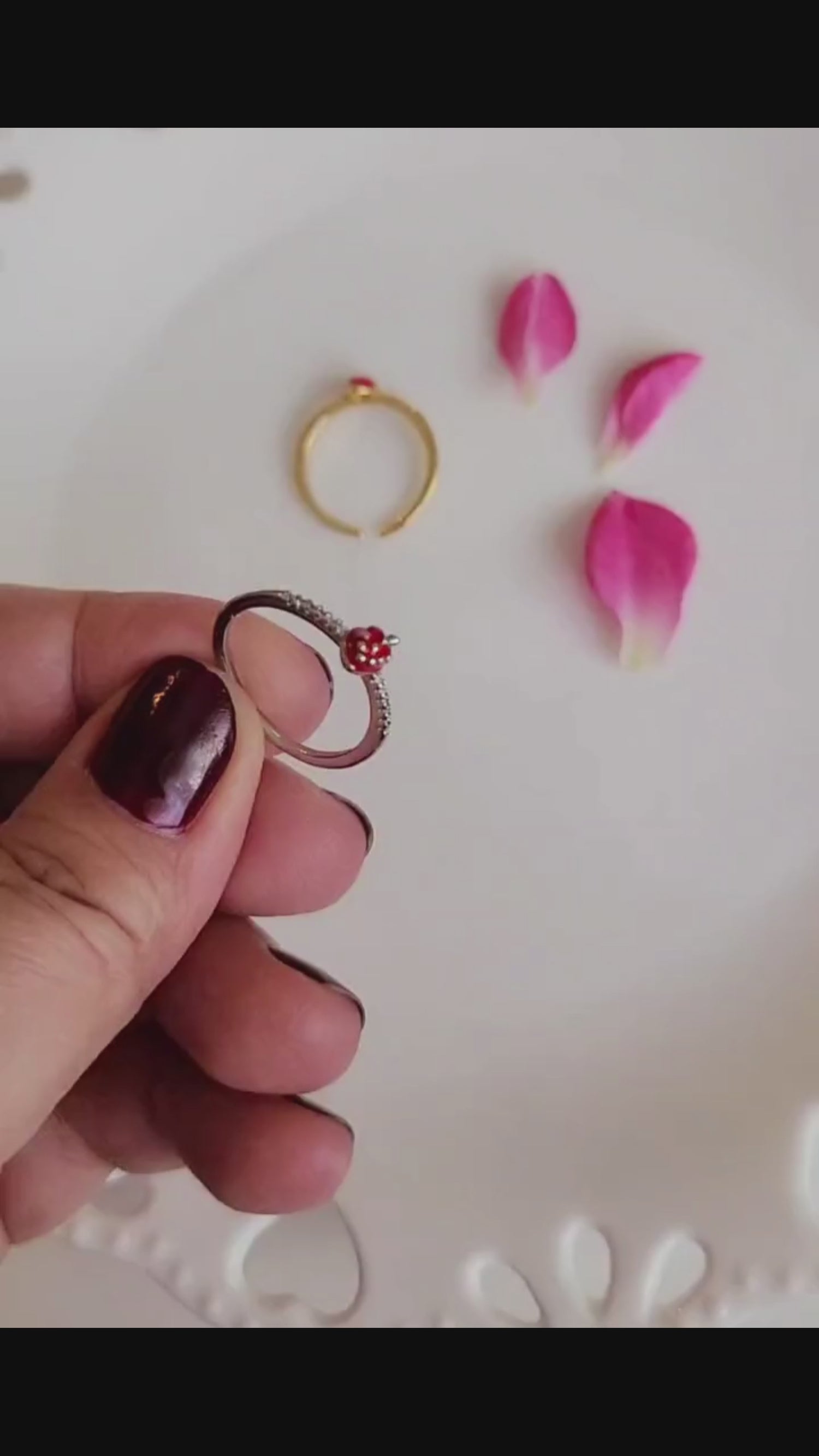 Strawberry Ring - Adjustable Vintage Ring Knuckle Stackable Rings, Minimalist Rings, Joint  Gold Ring Silver Ring Cute Ring Women Ring